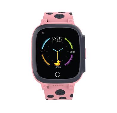 Porodo Kids 4G Smartwatch with Video Calling, 2 Days Working Time, Touch Screen, Count Steps, Body Temperature, Nano Sim Slot, 650mAh Battery - Pink