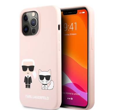 Get Light Pink Karl Lagerfeld Silicone Case for iPhone 13 Pro