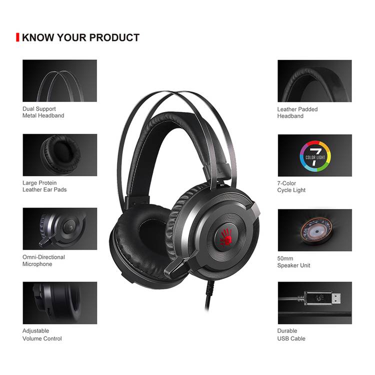7 Color LED Light Bloody G520S 0 Gaming Headphones