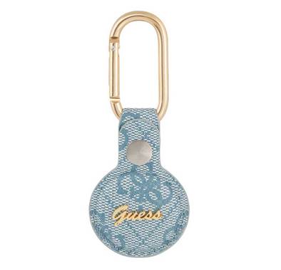 CG MOBILE Guess 4G PU Script Logo Case with Dog Clip Compatible for Airtag, Suitable for AirTag Bluetooth Tracker, Liner Bags Officially Licensed - Blue