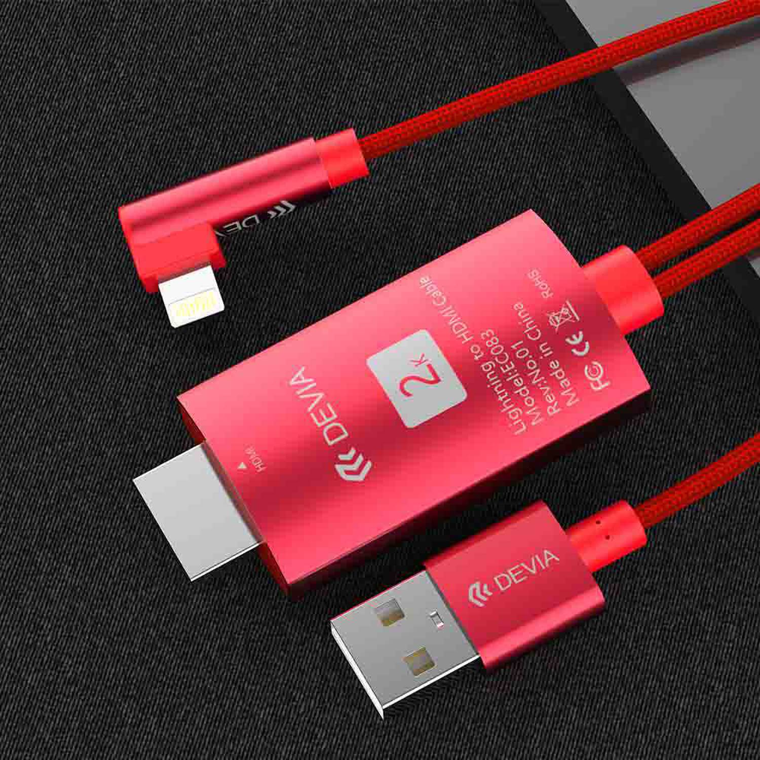 Devia Storm Series HDMI Cable Red Charge Data Transmission EC083 RD