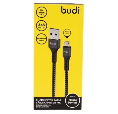Budi M8J210M-BLK Sync Micro USB Cable 2.4A - Black