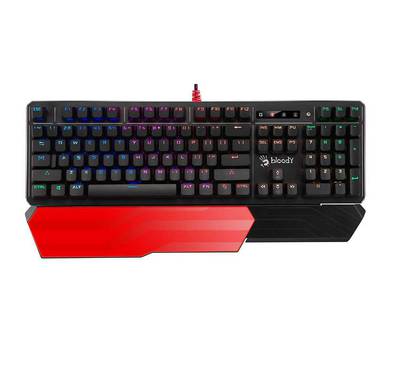 Bloody B975 Gaming Keyboard: Linear Optical Switch - Light and Instant Feedback | Fastest Keyboard Switches in Gaming | Water Resistant | RGB lighting | Detachable Wrist-Rest | Black