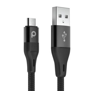 Porodo Aluminum Braided Micro USB Cable 2.2m 2.4A - Black