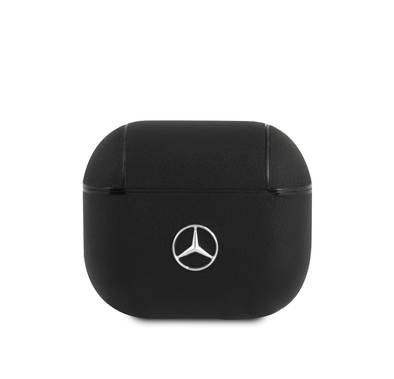 Mercedes-Benz Leather Airpods 3 Case with Metal Logo, Easy Snap-On, Accurate Cutouts, Shape-fitting and Lightweight Design, 360° Protection Against Drops, Scratches and Bumps - Black
