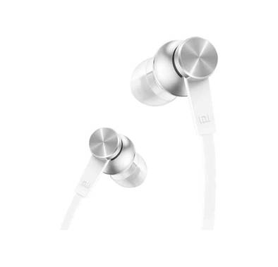 Xiaomi Mi Piston Basic In-Ear Headphones with Tangle-free Flat Cable, Omni-directional Microphone, Enhanced Bass and Clear Treble, 10mm Dynamic Driver, Metal Body with Plastic Parts - Silver 