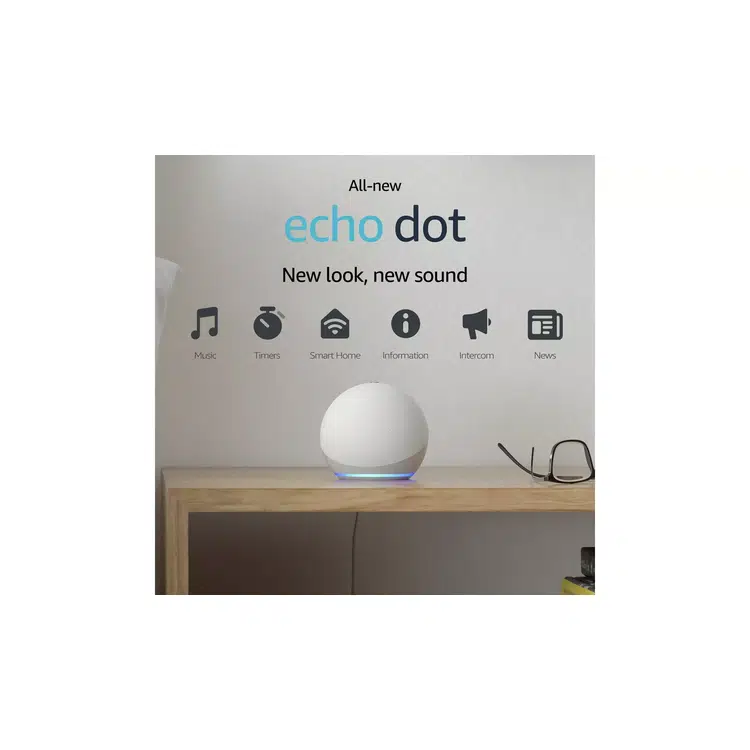 Amazon EchoDot Glacier White Highlight Compact Design