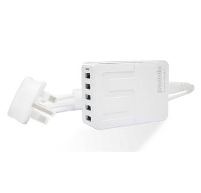 Porodo 5-Ports USB Charging Hub UK-Plug - White
