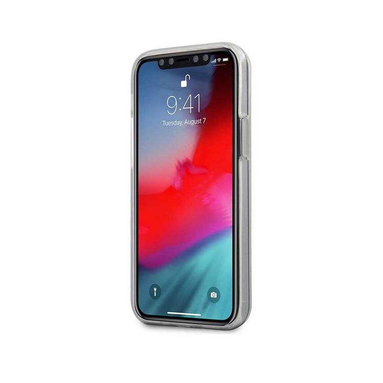 CG MOBILE Guess PC/TPU Denim Print Phone Case Compatible for iPhone 12 Mini (5.4") Mobile Case Suitable with Wireless Chargers Officially Licensed - Dark Blue