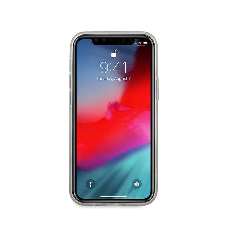 CG MOBILE Guess PC/TPU Denim Print Phone Case Compatible for iPhone 12 Mini (5.4") Mobile Case Suitable with Wireless Chargers Officially Licensed - Dark Blue