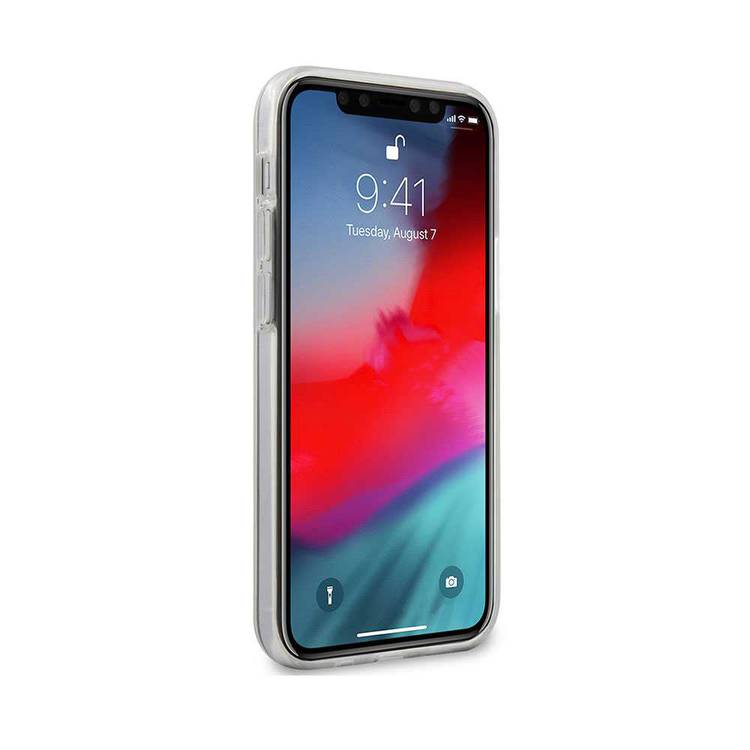 CG MOBILE Guess PC/TPU Denim Print Phone Case Compatible for iPhone 12 Mini (5.4") Mobile Case Suitable with Wireless Chargers Officially Licensed - Dark Blue