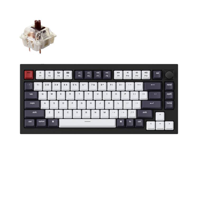 Keychron Q1 QMK Gateron Phantom Mechanical Keyboard with Knob, RGB, Brown Switch &  Custom Hot-swappable | Ergonomic Design Gaming Keyboard - Carbon Black
