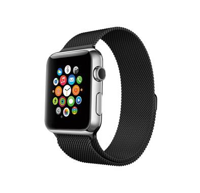 Porodo iGuard Stainless Steel Mesh Watch Strap for Apple Watch 44/45mm, Breathable & Comfortable Design, Fully Magnetic Milanese Loop, Compatible with SE, Series 7, 6, 5 & 4, Adjustable Strap - Black