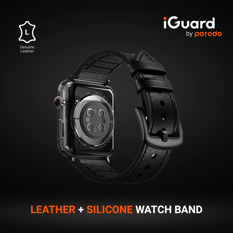 Leather silicone online watch band