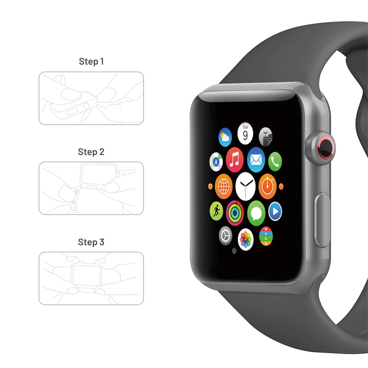 Porodo iGuard Silicone Loop Watch Band for Apple Watch 42/44/45mm, Easy Attachment & Detachment, Comfort Fit, Compatible with  Apple Watch Series 4/5/6/7/SE, User Friendly, Lightweight, Adjustable, High Quality - Grey