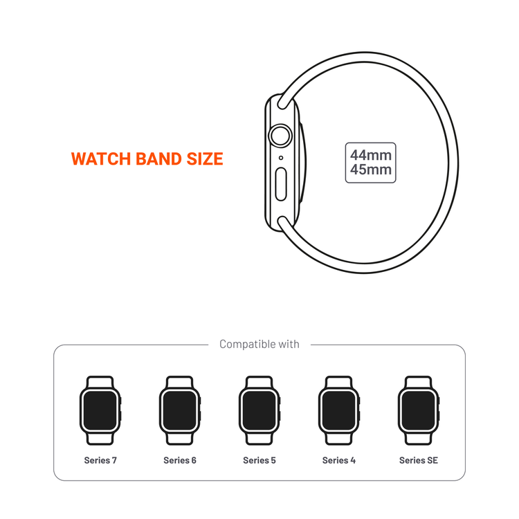 Porodo iGuard Silicone Loop Watch Band for Apple Watch 42/44/45mm, Easy Attachment & Detachment, Comfort Fit, Compatible with  Apple Watch Series 4/5/6/7/SE, User Friendly, Lightweight, Adjustable, High Quality - Grey