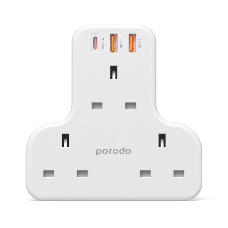 Porodo Multi-Port Wall Socket - White
