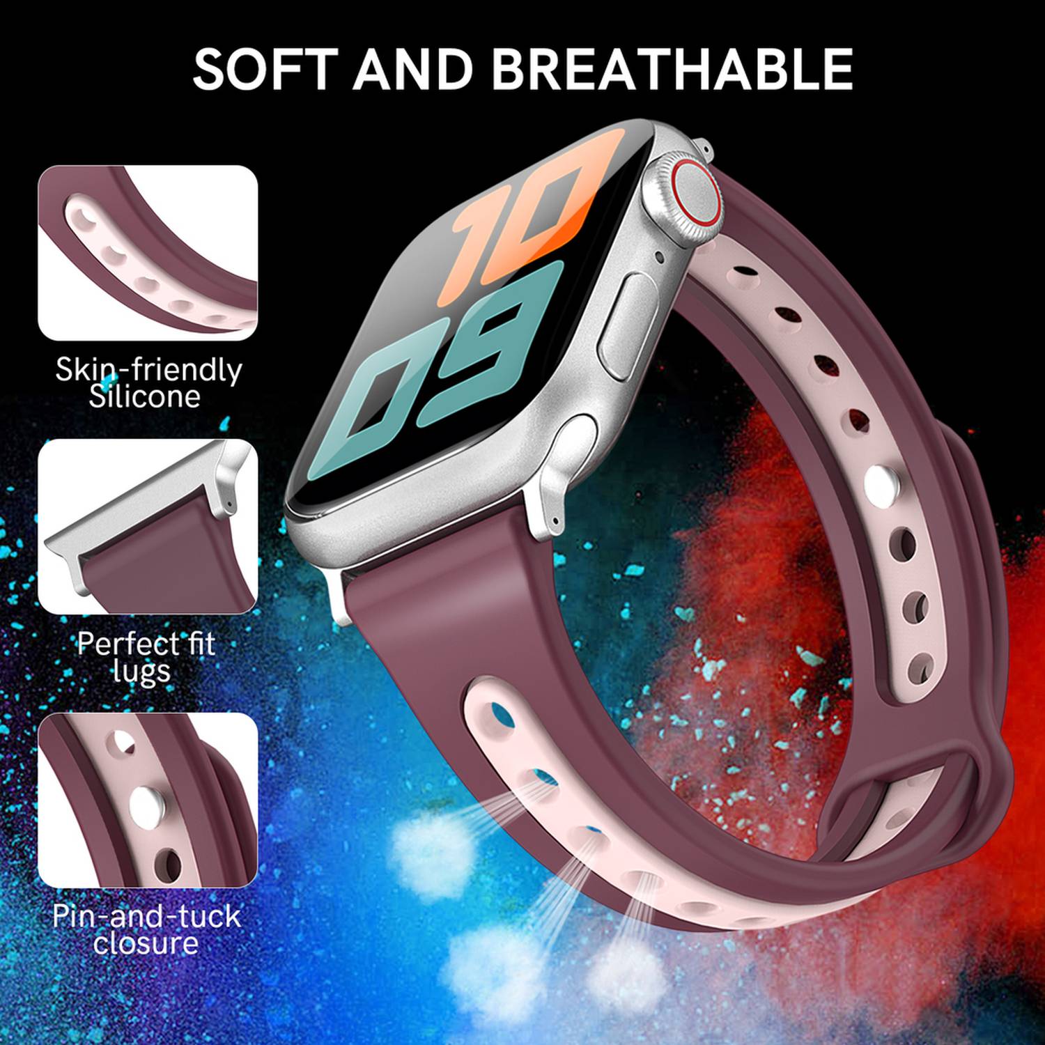 AhaStyle Premium Silicone Apple Watch Band Duotone Design 38