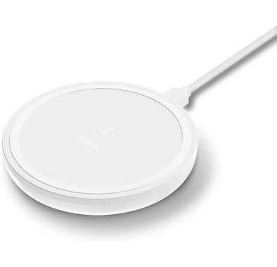 Belkin F7U082myWHT BoostCharge Wireless Charging Pad 10W (Qi-Certified Fast Wireless Charger for iPhone, Samsung, Google, more)Including 3 pin Power Supply Plug - White