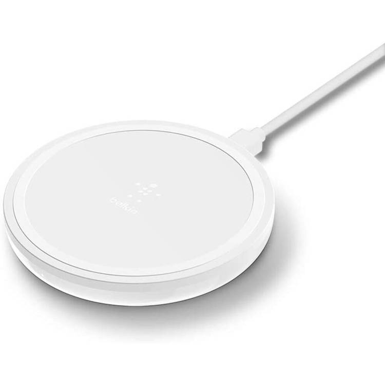 Belkin F7U082myWHT BoostCharge Wireless Charging Pad 10W (Qi-Certified Fast Wireless Charger for iPhone, Samsung, Google, more)Including 3 pin Power Supply Plug - White