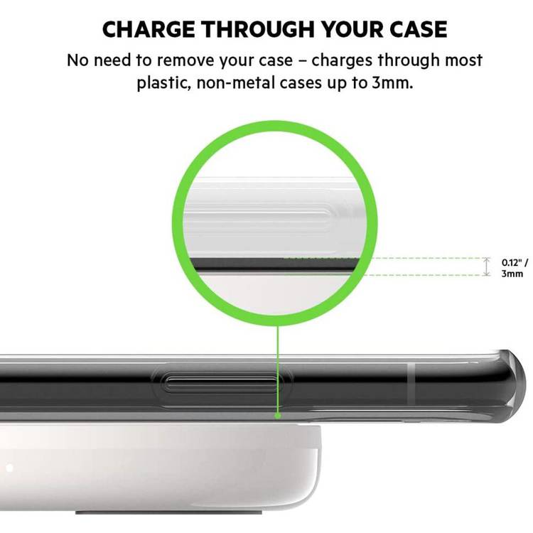 Belkin F7U082myWHT BoostCharge Wireless Charging Pad 10W (Qi-Certified Fast Wireless Charger for iPhone, Samsung, Google, more)Including 3 pin Power Supply Plug - White