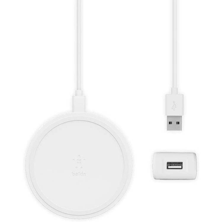Belkin F7U082myWHT BoostCharge Wireless Charging Pad 10W (Qi-Certified Fast Wireless Charger for iPhone, Samsung, Google, more)Including 3 pin Power Supply Plug - White