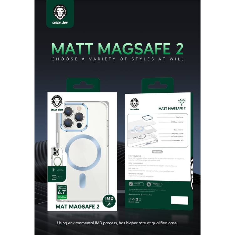 Green Matt Magsafe 2 IMD Anti-Scratch Case 13 Pro - Blue