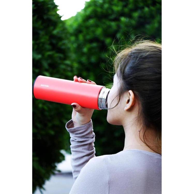 Porodo Smart Water Bottle with Temperature Indicator, 500ml Capacity, Temperature Sensor, LED Touch Sensitive Display - Red