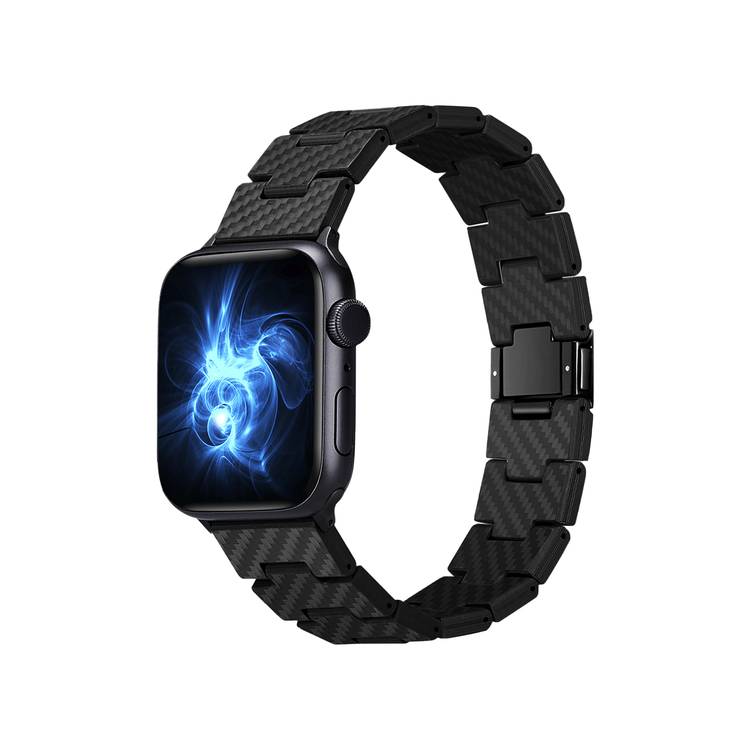 PITAKA Carbon Fiber Watch Band 100% Recycled Lightweight Durable Genuine Black Carbon Fiber for Apple Watch 42/44/45mm - Retro
