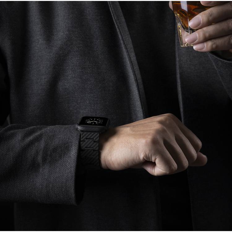 PITAKA Carbon Fiber Watch Band 100% Recycled Lightweight Durable Genuine Black Carbon Fiber for Apple Watch 42/44/45mm - Retro