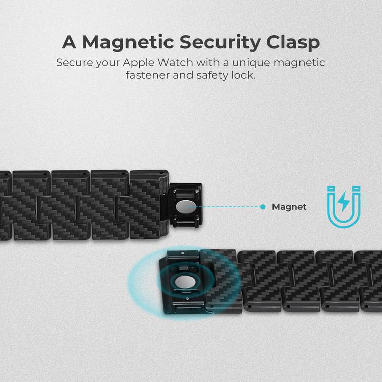 PITAKA Carbon Fiber Watch Band 100% Recycled Lightweight Durable Genuine Black Carbon Fiber for Apple Watch 42/44/45mm - Retro