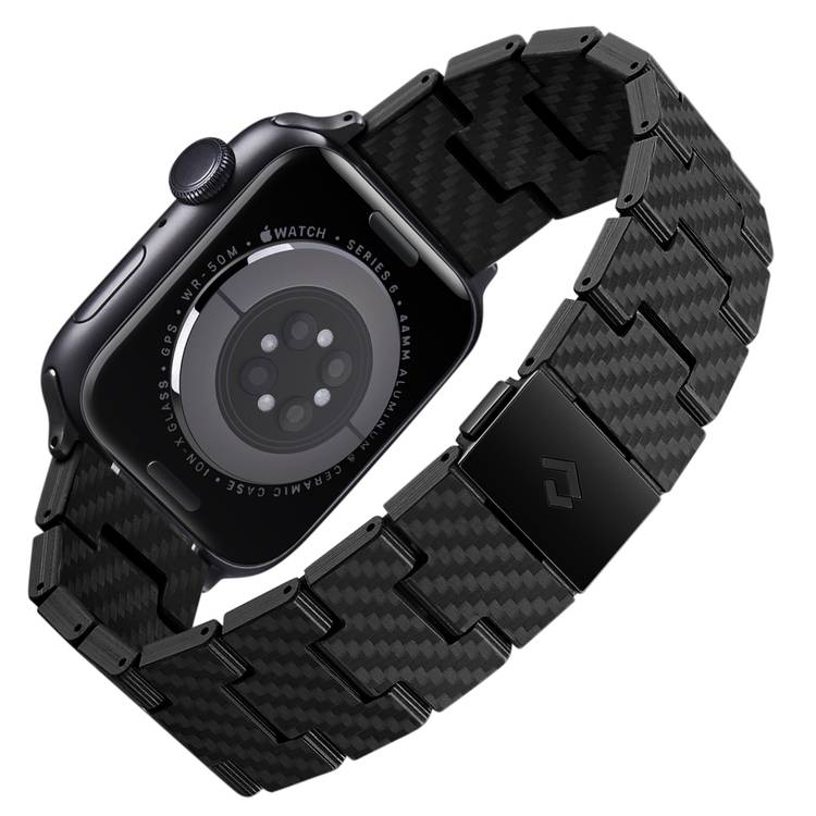 PITAKA Carbon Fiber Watch Band 100% Recycled Lightweight Durable Genuine Black Carbon Fiber for Apple Watch 42/44/45mm - Retro