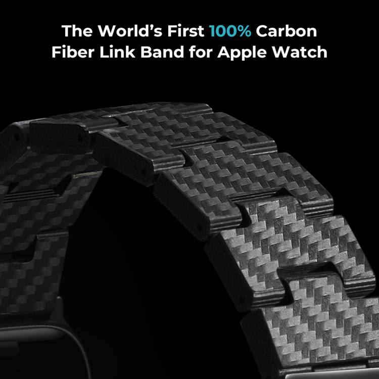 PITAKA Carbon Fiber Watch Band 100% Recycled Lightweight Durable Genuine Black Carbon Fiber for Apple Watch 42/44/45mm - Retro