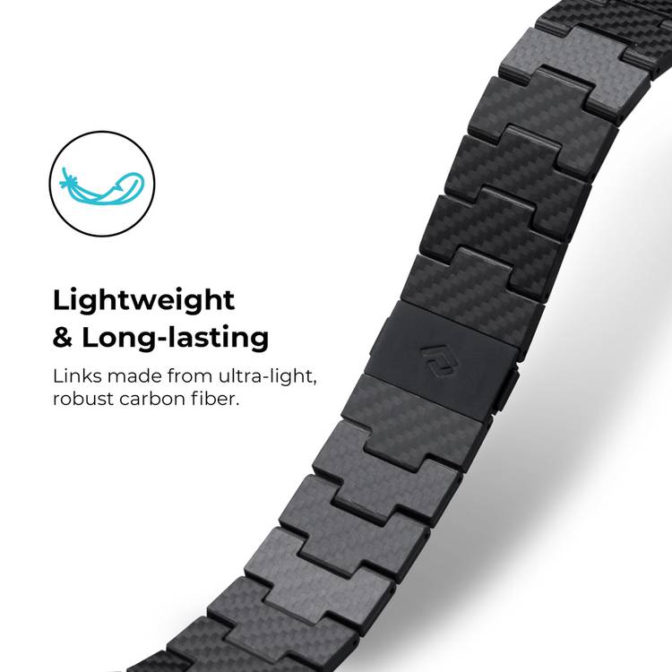 PITAKA Carbon Fiber Watch Band 100% Recycled Lightweight Durable Genuine Black Carbon Fiber for Apple Watch 42/44/45mm - Retro