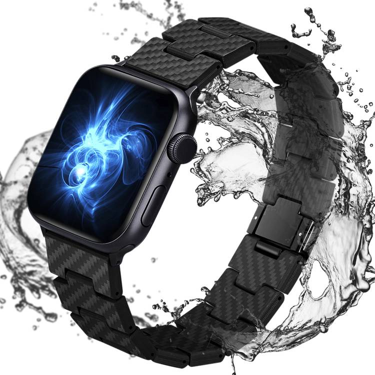 PITAKA Carbon Fiber Watch Band 100% Recycled Lightweight Durable Genuine Black Carbon Fiber for Apple Watch 42/44/45mm - Retro