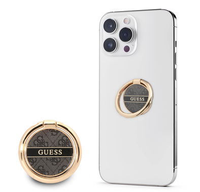 Guess Metal Ring Stand 4G, Compatible with All Smartphone - Black