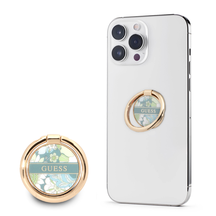 Guess Metal Ring Stand 4G, Compatible with All Smartphone - Flower Green