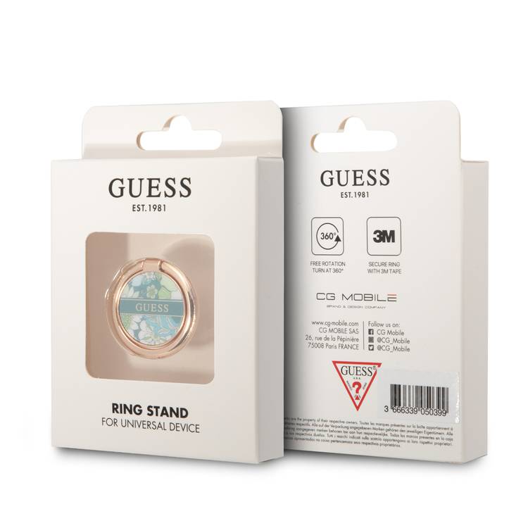Guess Metal Ring Stand 4G, Compatible with All Smartphone - Flower Green