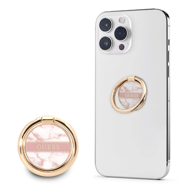 Guess Metal Ring Stand 4G, Compatible with All Smartphone - Marble Pink