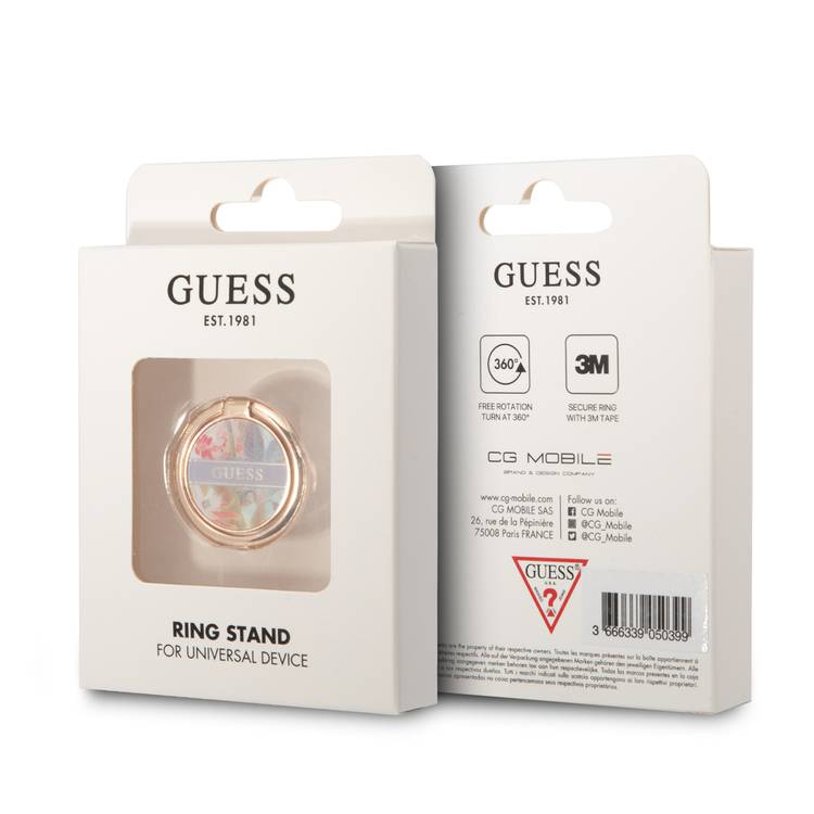 Guess Metal Ring Stand 4G, Compatible with All Smartphone - Flower Purple