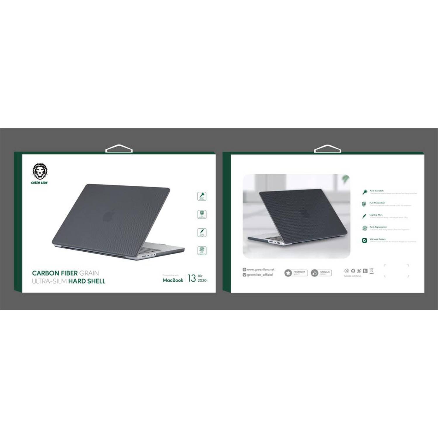 Coque rigide ultra-fine en fibre de carbone Green Lion pour Macbook Pro 14  pouces 2021
