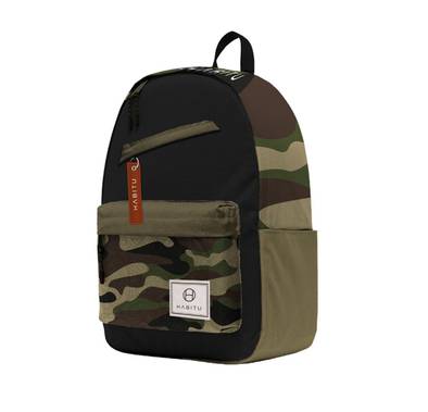 Durable Habitu Polyester Backpack in Black Camouflage