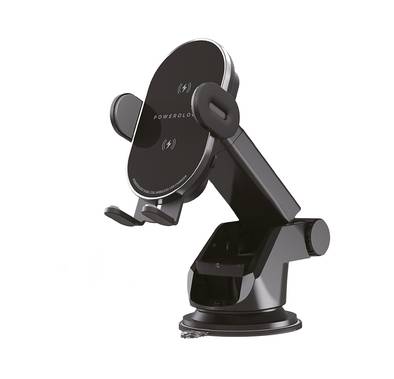 Powerology Fast Wireless 3 in 1 Car Charger Mount, 15W - Black