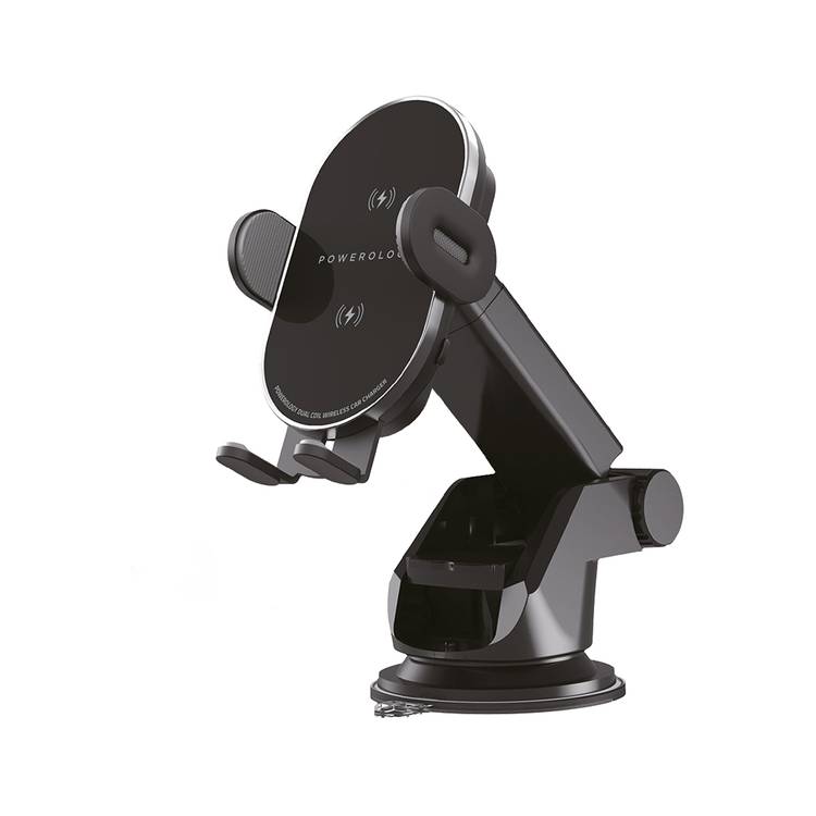 Powerology Fast Wireless 3 in 1 Car Charger Mount, 15W - Black