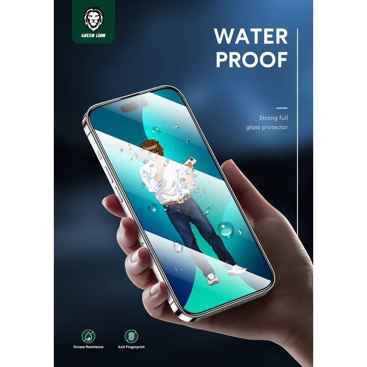 Green Lion 9H Steve Full Screen Protector for iPhone 14 Pro Max, HD Crystal Clear, Full-Screen Coverage, Grease Resistance, Anti-Fingerprint, Anti-Scratch - Clear