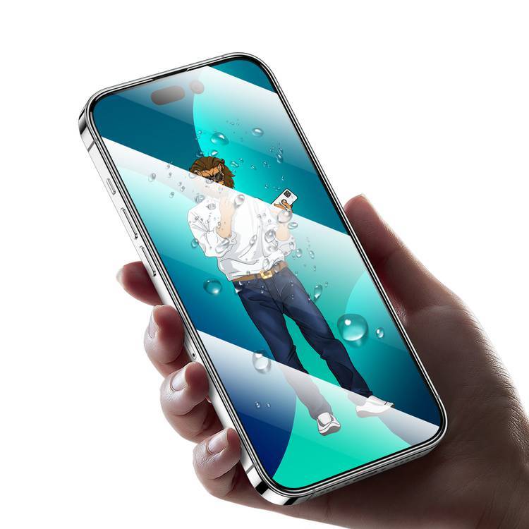 Green Lion 9H Steve Full Screen Protector for iPhone 14 Pro Max, HD Crystal Clear, Full-Screen Coverage, Grease Resistance, Anti-Fingerprint, Anti-Scratch - Clear
