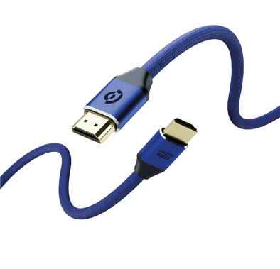 Powerology 8K HDMI to HDMI Braided Cable, 2m Cable, 10K Resolution, 24K Gold Plated Connector, Portable and Lightweight - Dark Blue