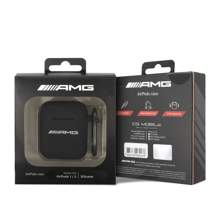 CG MOBILE AMG Liquid Silicone Case Protective Cover Accurate Cutouts, Slim & Lightweight, Shockproof, Anti-Scratch Compatible With Airpods 1/2 - Black