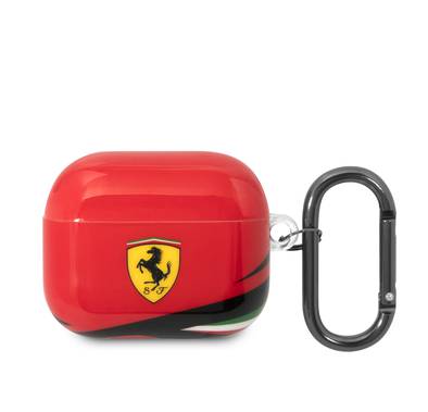 CG MOBILE Ferrari TPU Case with Double Layer Design Shockproof Case Cover Portable & Protective with Scratch Protection, Resistant to Damage Compatible with Airpods 3 - Red