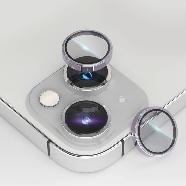 Levelo Lucent Duo Camera Lens Protector, 9H Hardness, Compatible with iPhone 14 / 14 Plus - Purple